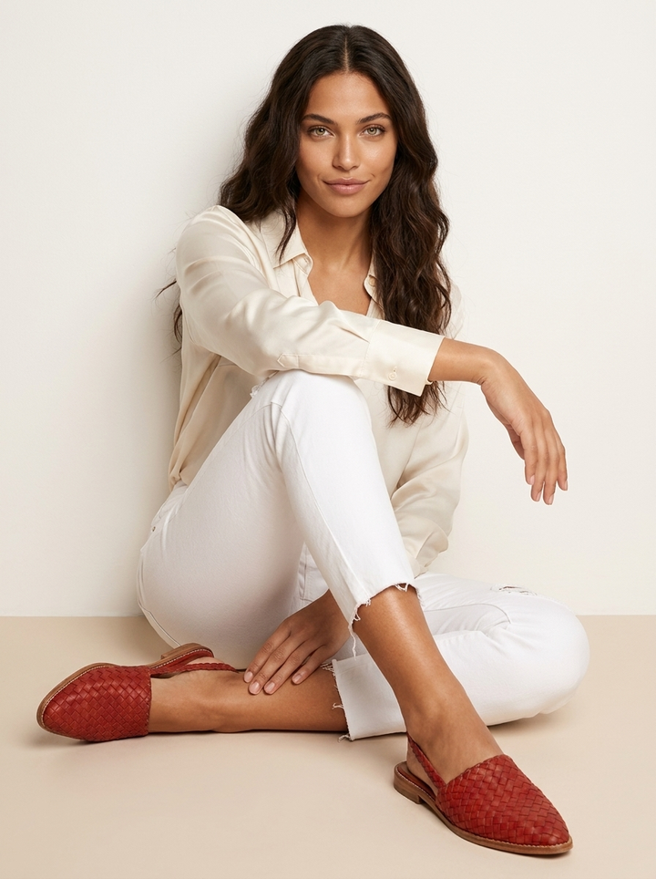 Gevlochten slingback loafers - Julia