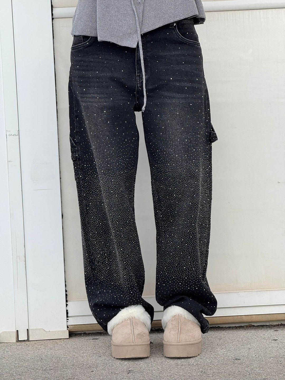 Glitter cargo jeans met wide-leg pasvorm - Nova