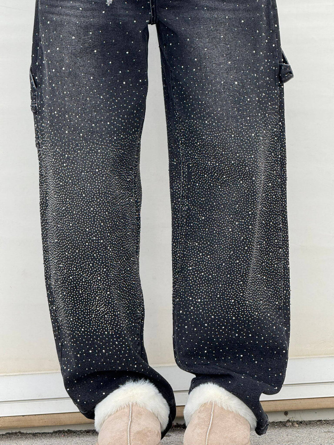 Glitter cargo jeans met wide-leg pasvorm - Nova