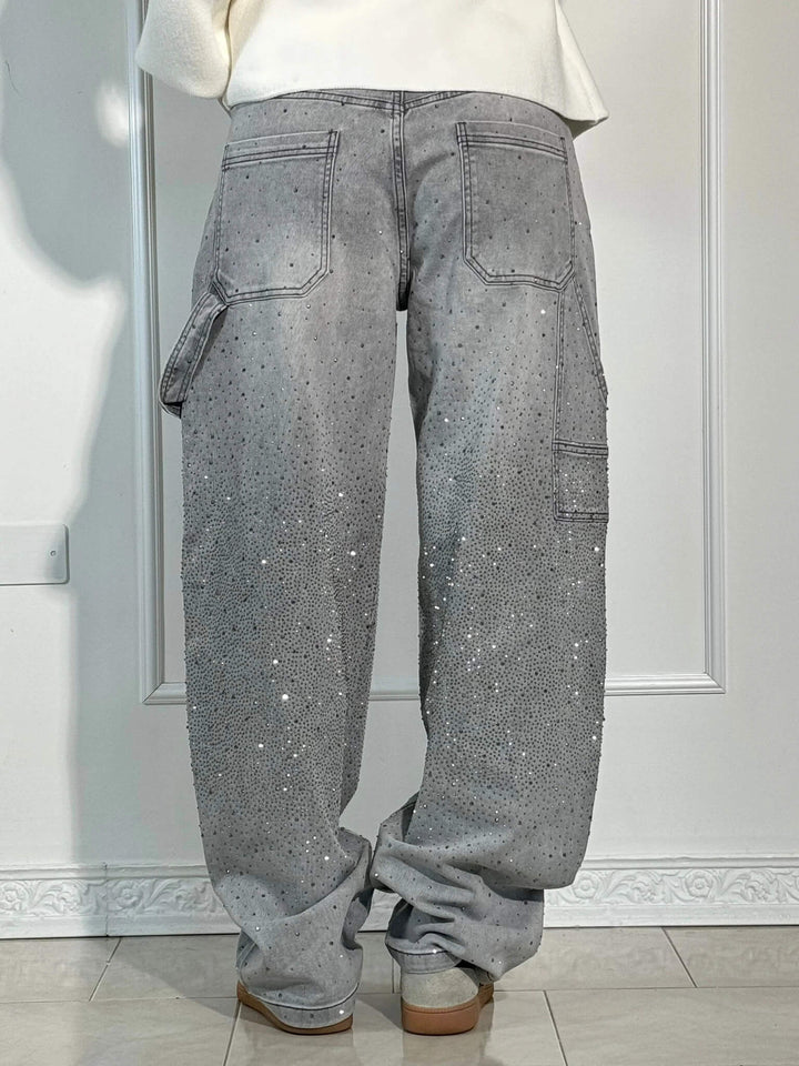 Glitter cargo jeans met wide-leg pasvorm - Nova