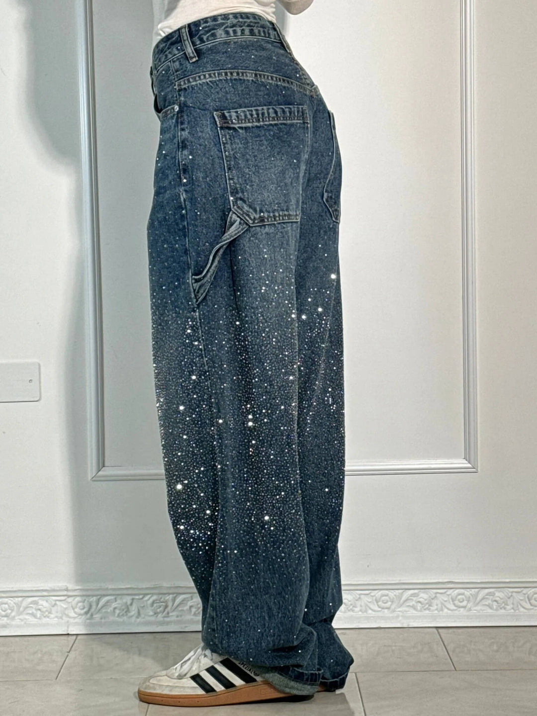 Glitter cargo jeans met wide-leg pasvorm - Nova