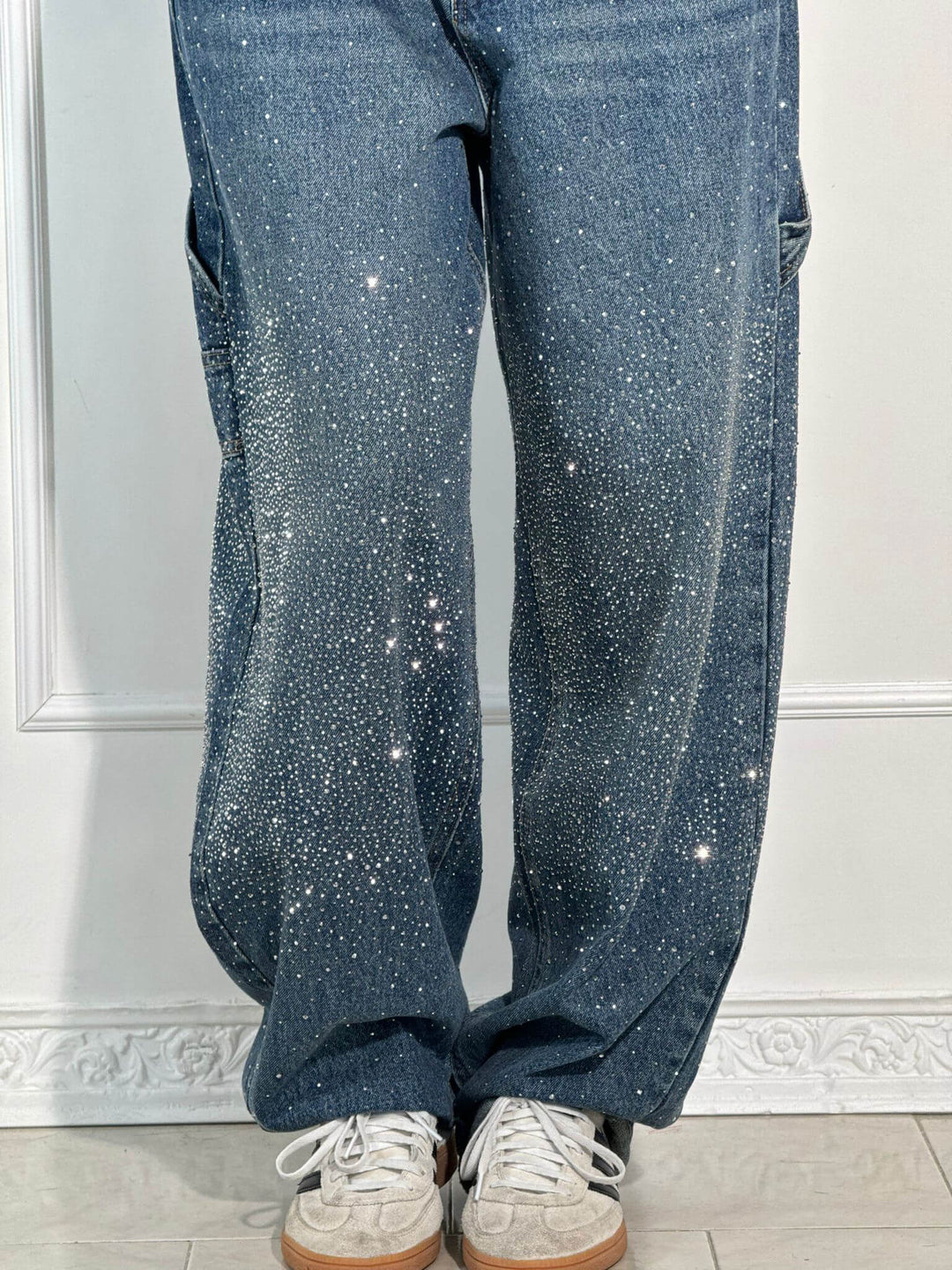 Glitter cargo jeans met wide-leg pasvorm - Nova