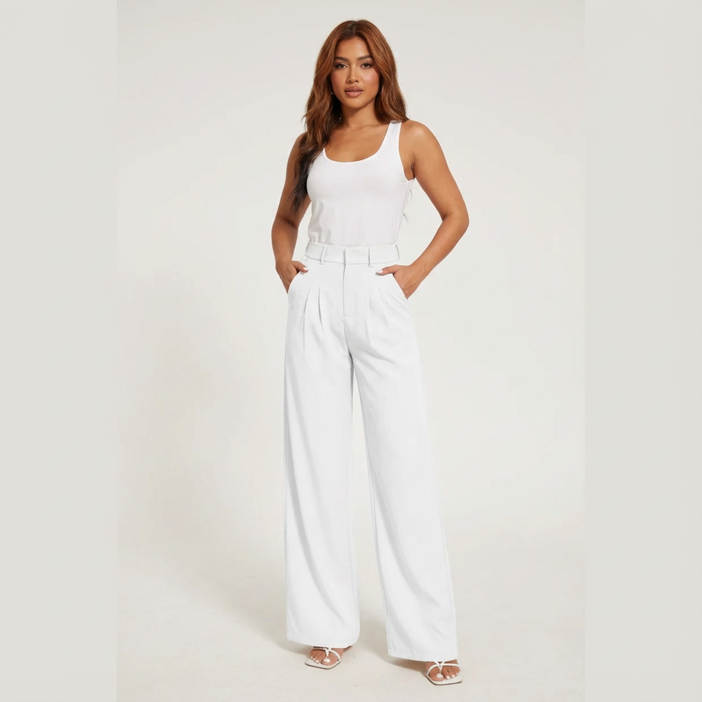 High-waist damesbroek met wijde pijpen - Amélie