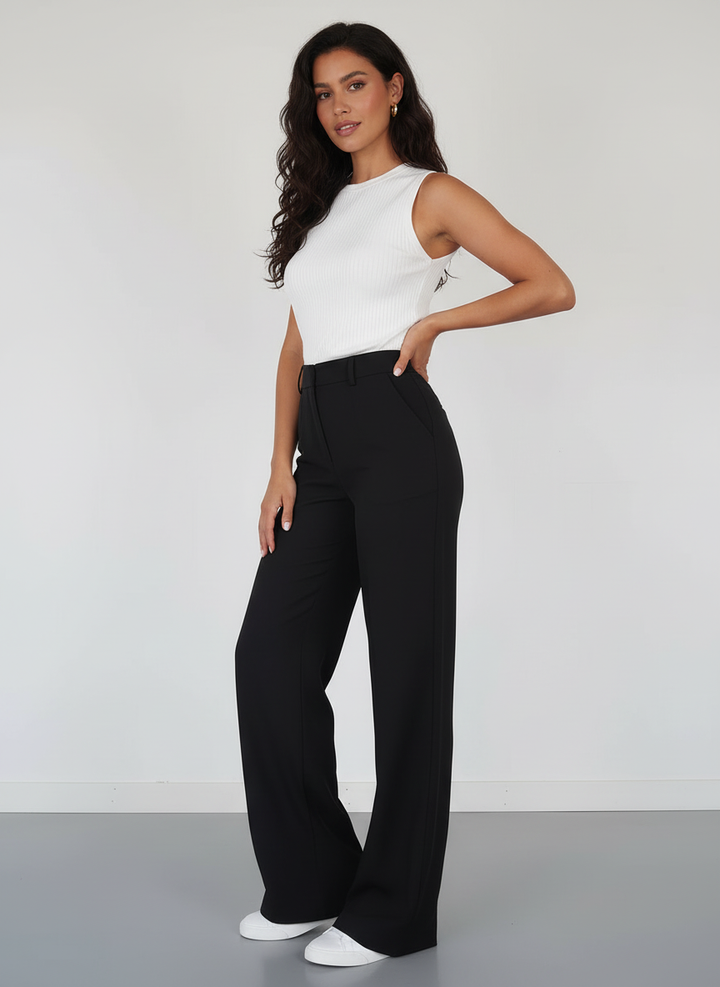 High-waist pantalon met rechte pijpen - Elise