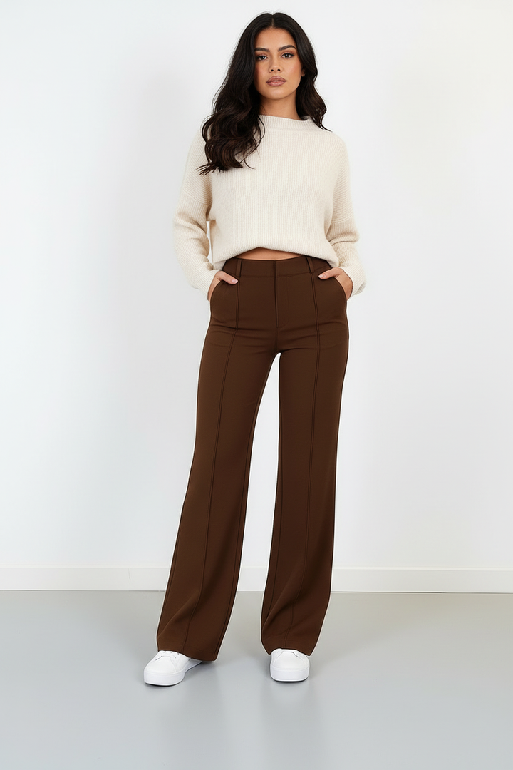 High-waist pantalon met rechte pijpen - Elise