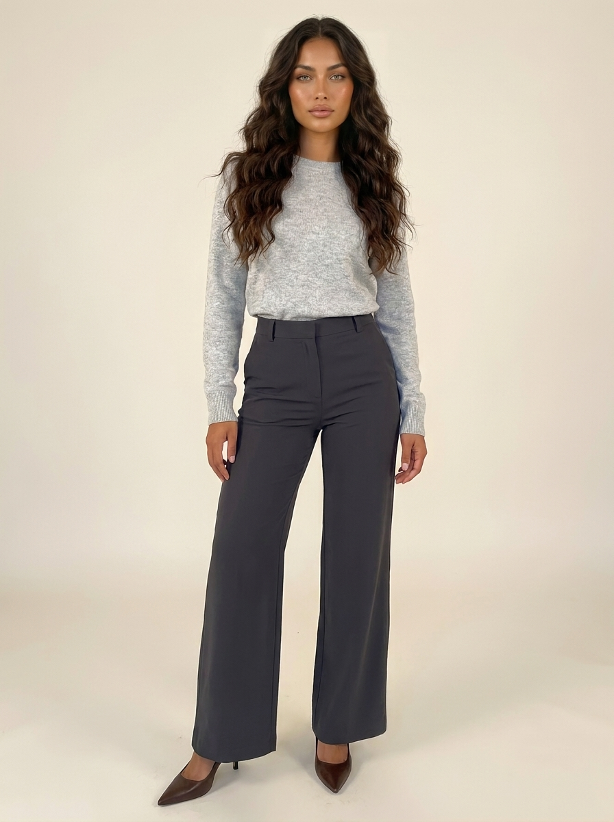 High-waist pantalon met rechte pijpen - Elise