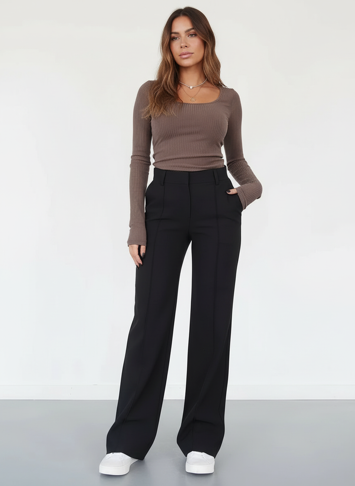 High-waist pantalon met rechte pijpen - Elise