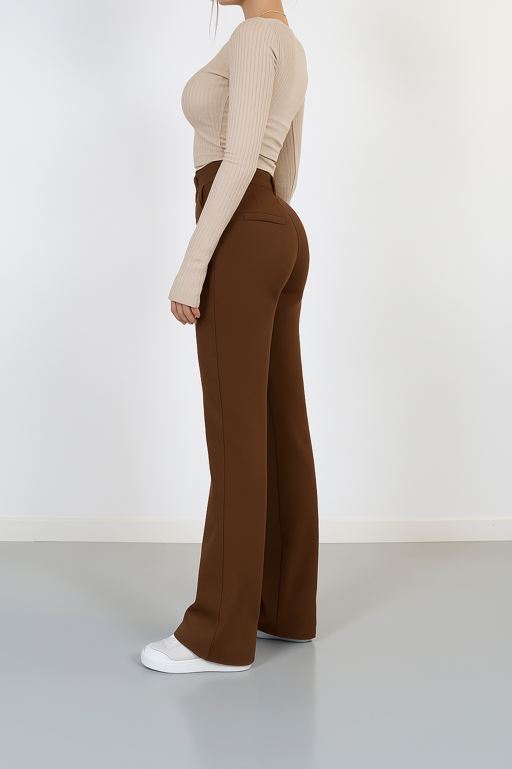 High-waist pantalon met rechte pijpen - Elise