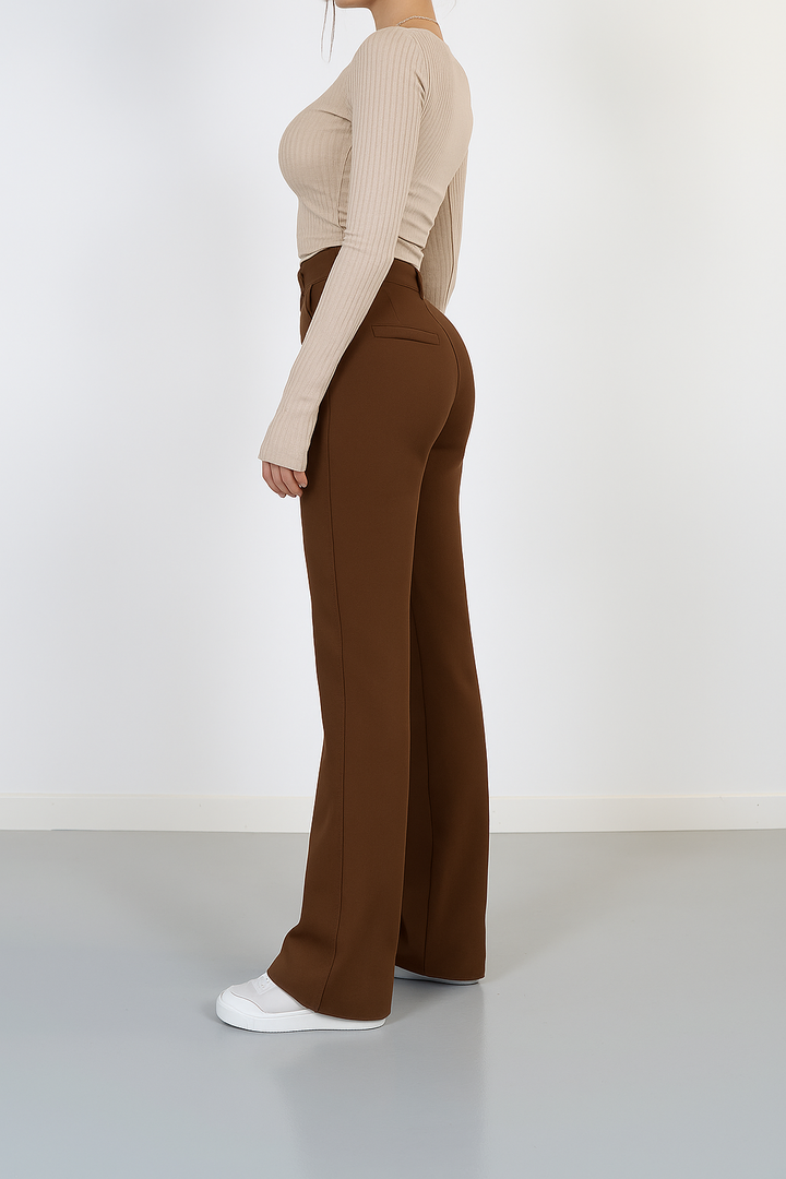 High-waist pantalon met rechte pijpen - Elise