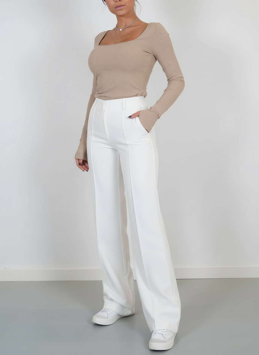 High-waist pantalon met rechte pijpen - Elise