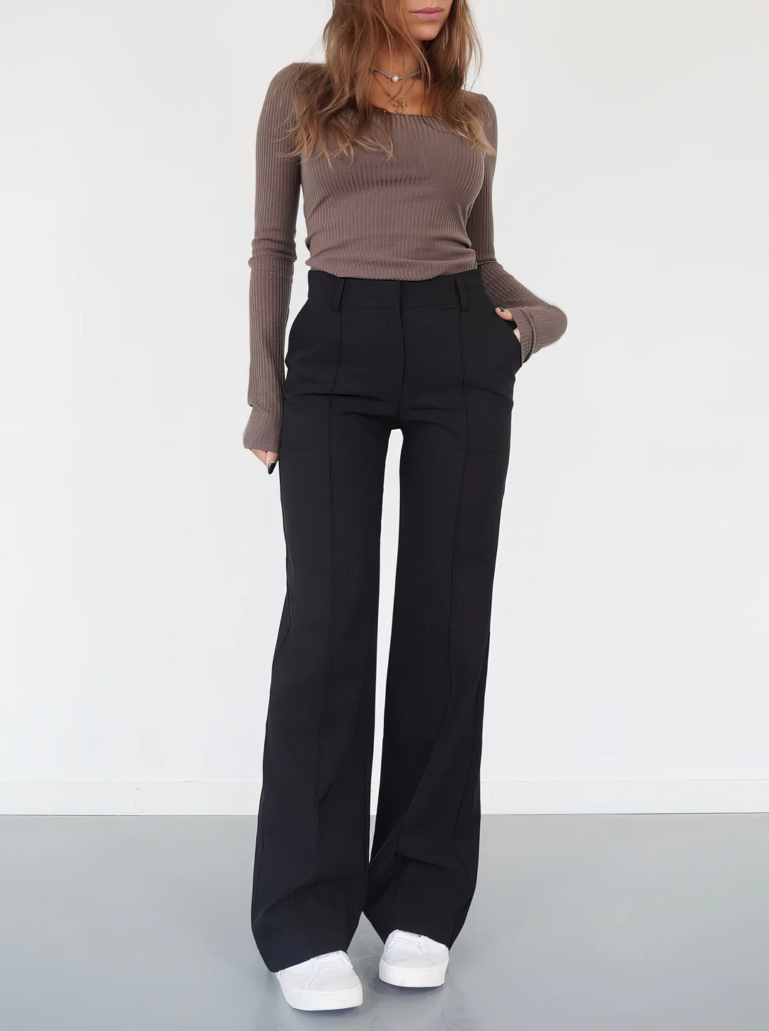 High-waist pantalon met rechte pijpen - Elise