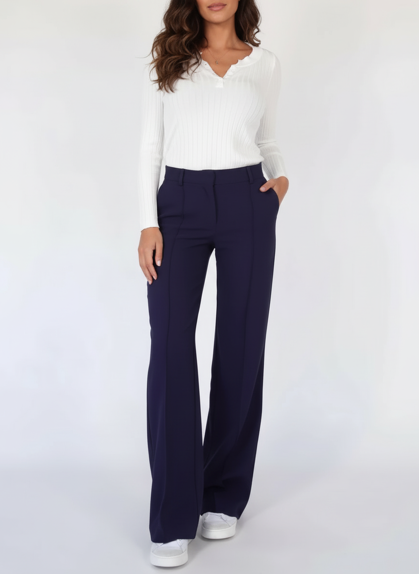 High-waist pantalon met rechte pijpen - Elise