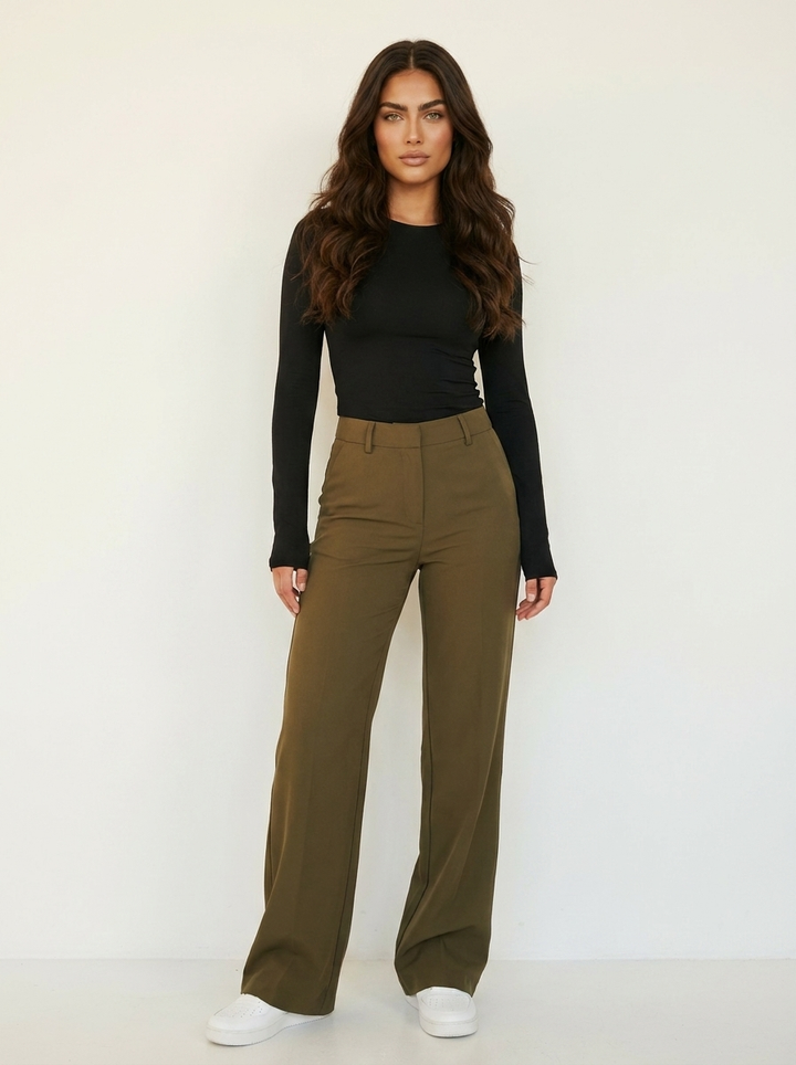 High-waist pantalon met rechte pijpen - Elise