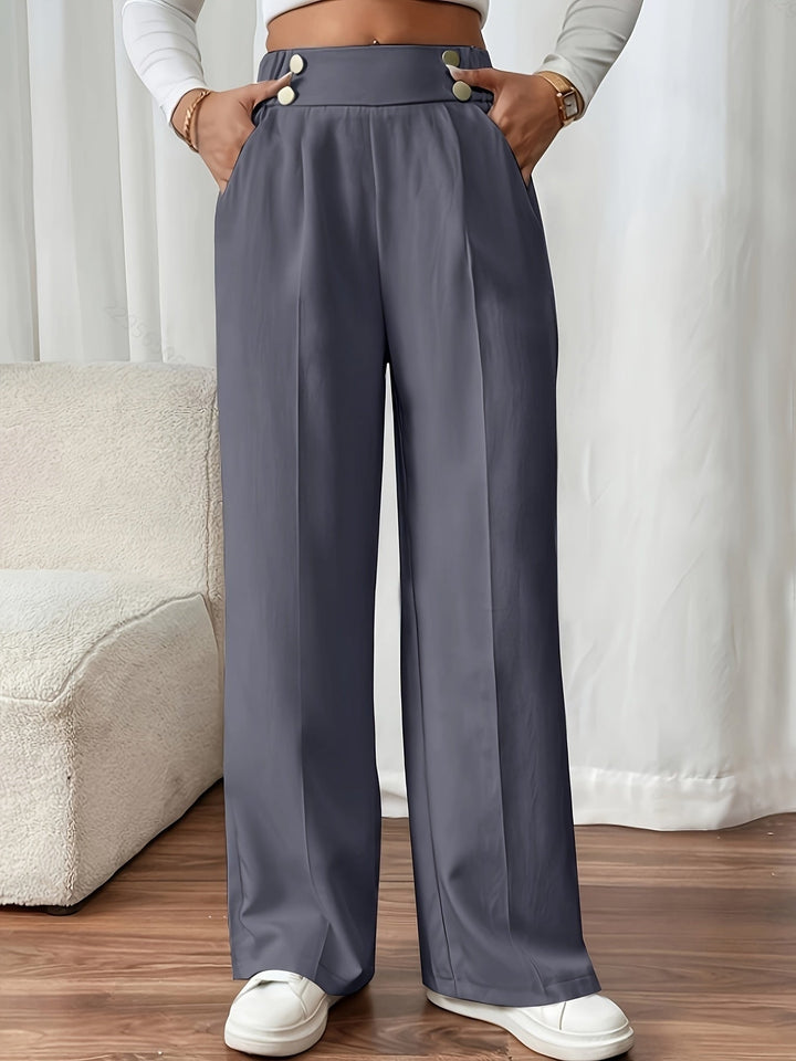 High waist pantalon dames met knoopdetails – Margaux