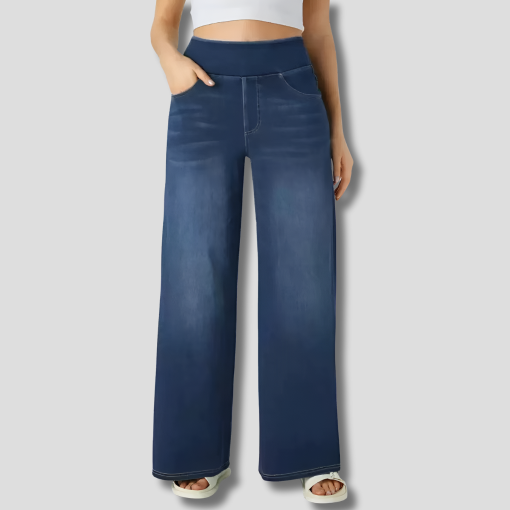 High-waist wide leg jeans met stretch - Luna