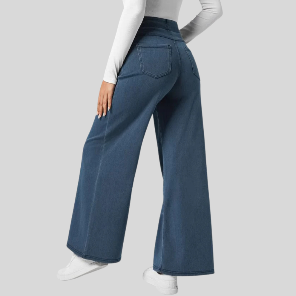 High-waist wide leg jeans met stretch - Luna