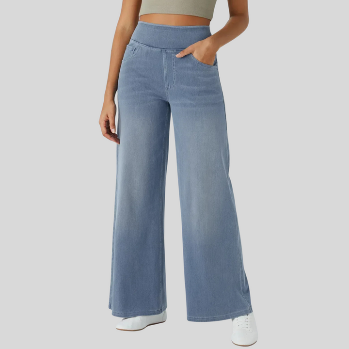 High-waist wide leg jeans met stretch - Luna