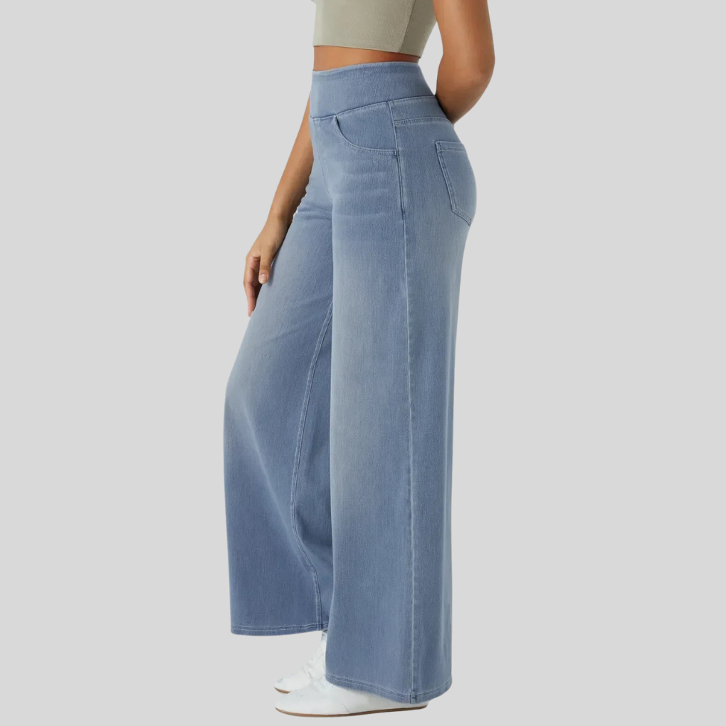High-waist wide leg jeans met stretch - Luna