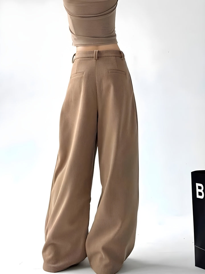 Hoge taille corduroy palazzo broek met knopen – Aurianne