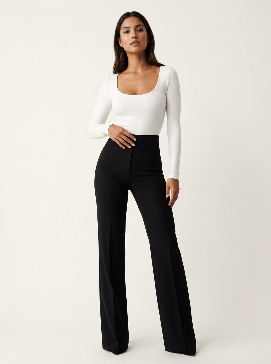Hoge taille dames flared broek – Noella