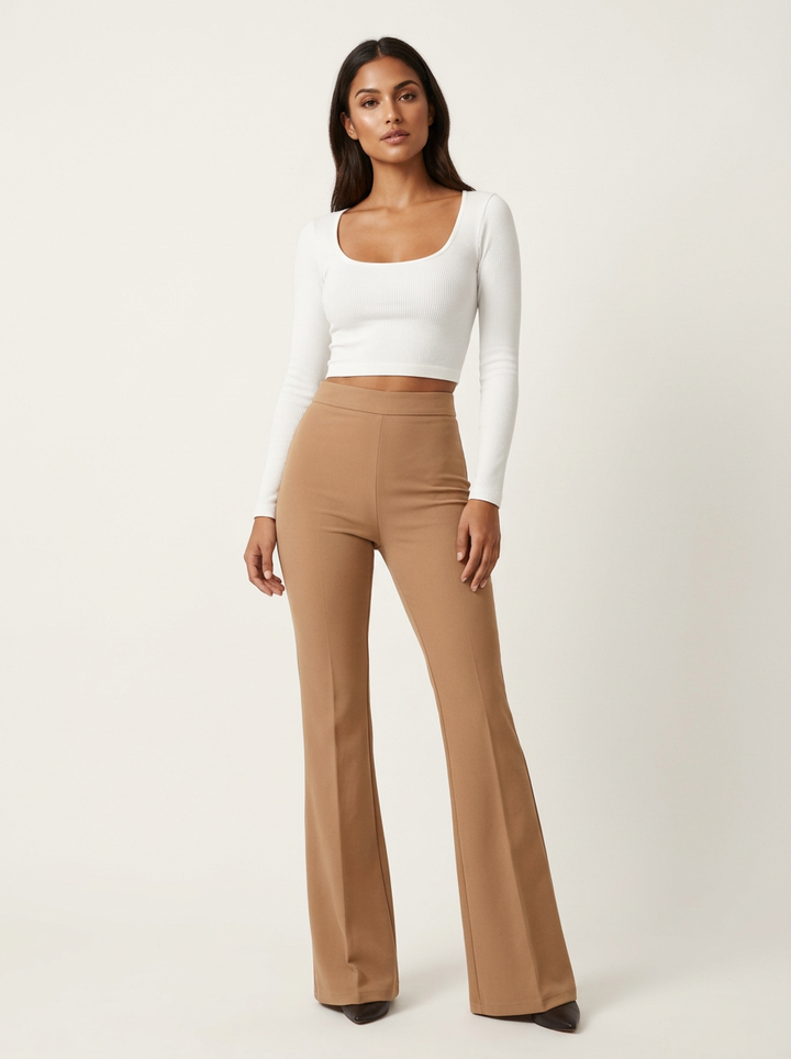 Hoge taille dames flared broek – Noella