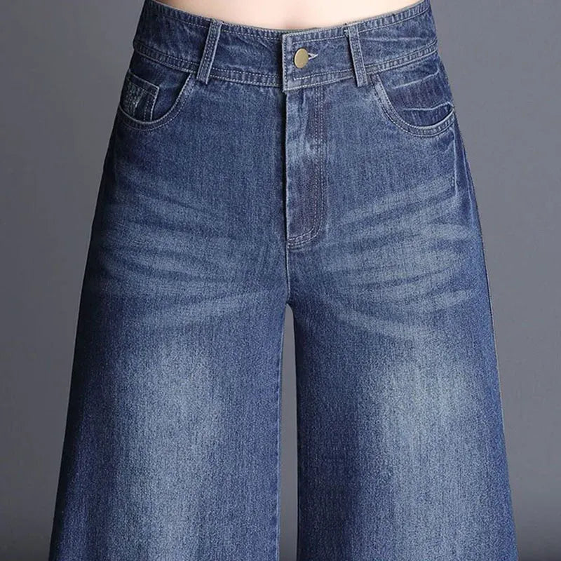 Hoge taille wide leg jeans met flared pijp – Maëlys