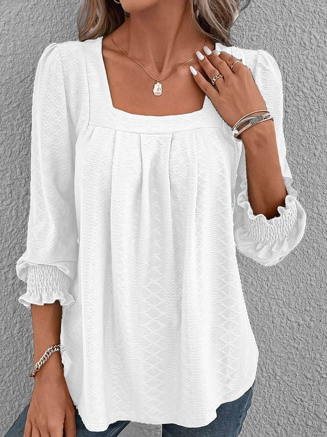 Jacquard blouse met vierkante hals - Nicole