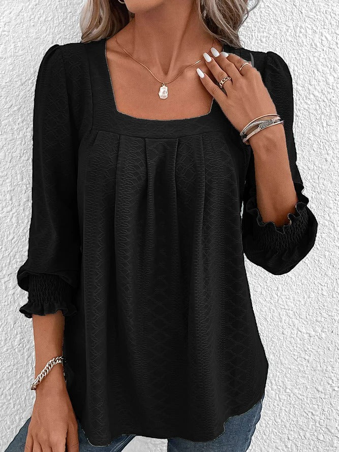 Jacquard blouse met vierkante hals - Nicole