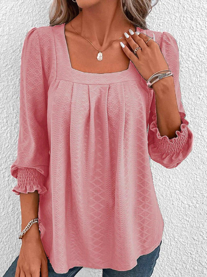 Jacquard blouse met vierkante hals - Nicole