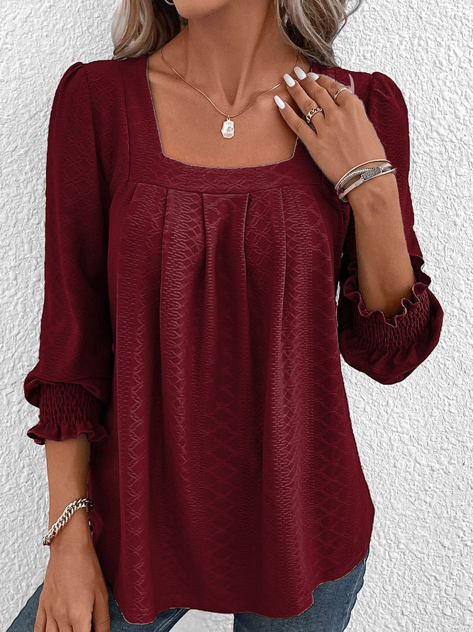 Jacquard blouse met vierkante hals - Nicole