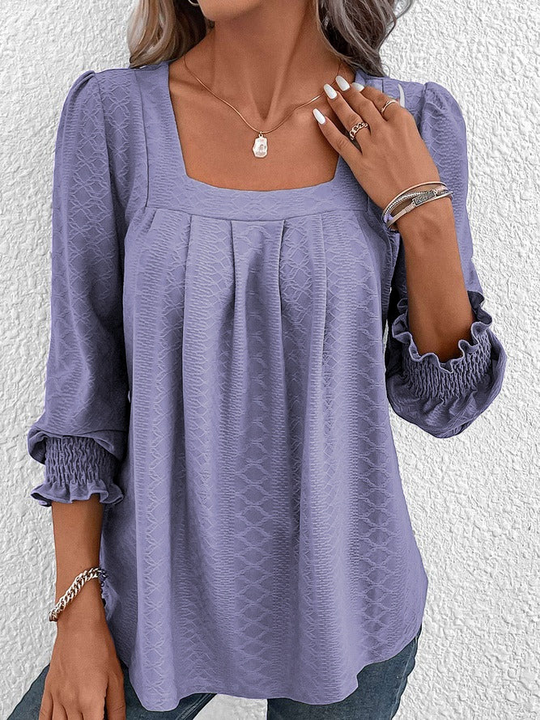 Jacquard blouse met vierkante hals - Nicole