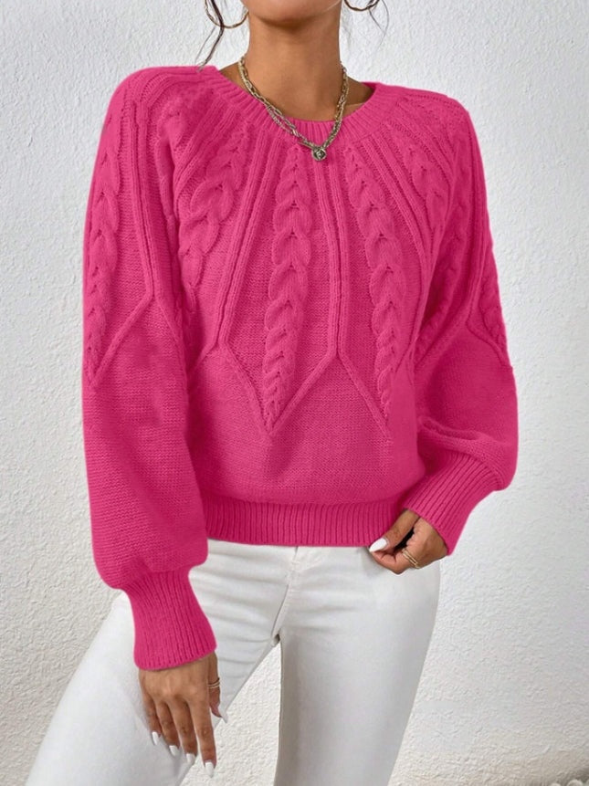 Kabelgebreide dames trui met volume mouwen – Merel