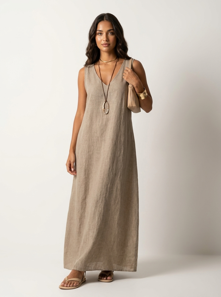 Linnenlook maxi damesjurk - Ava