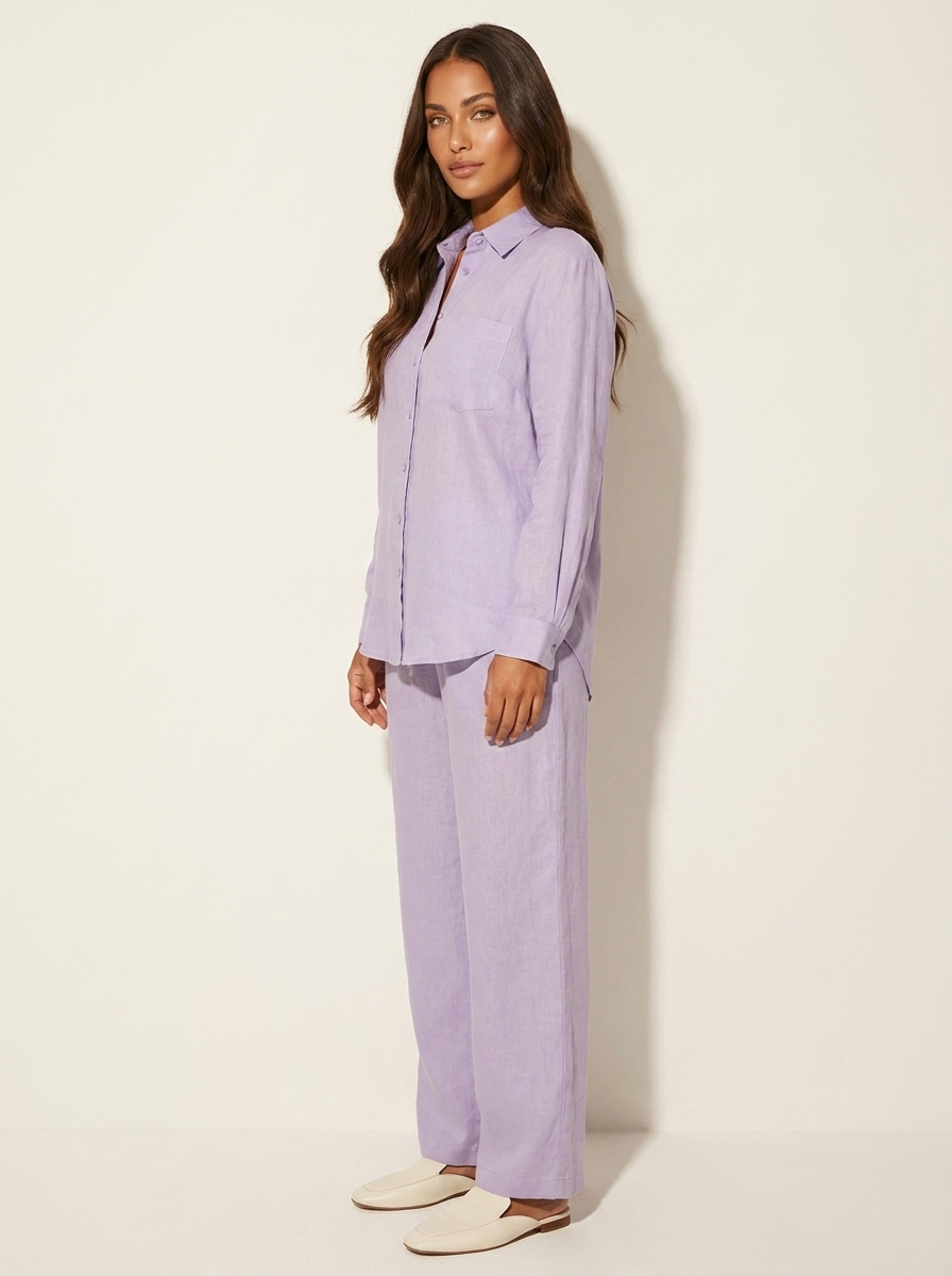Linnenlook tweedelige set met wijde broek - Mila