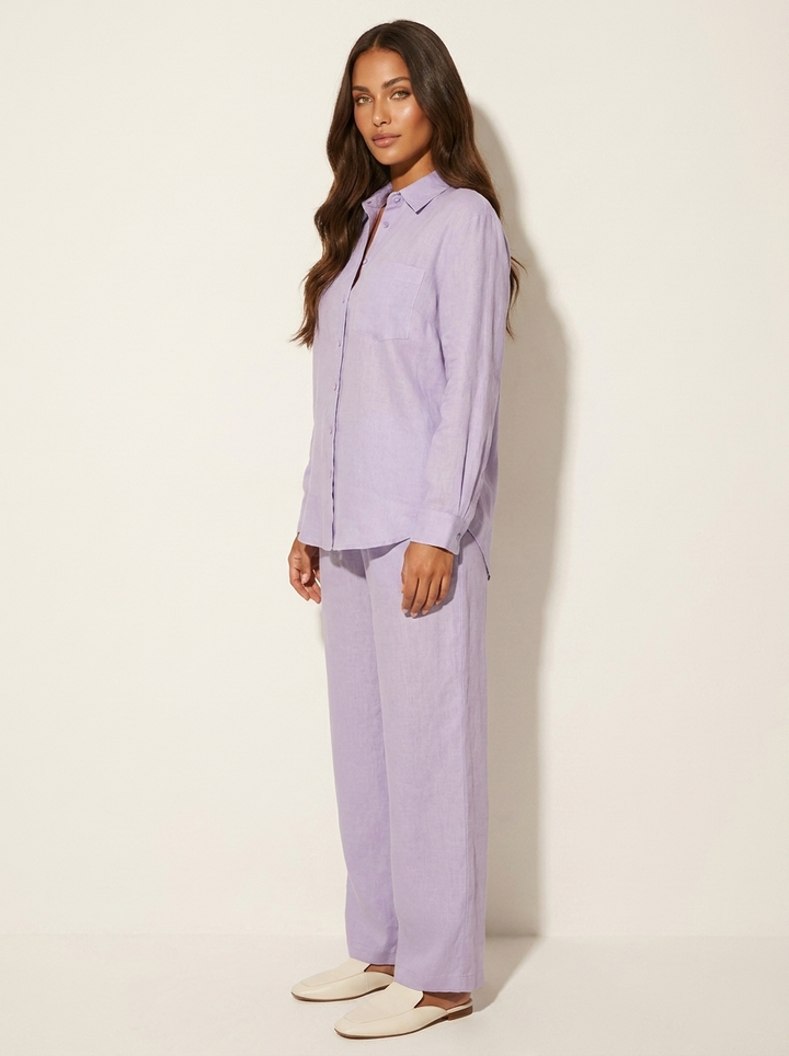 Linnenlook tweedelige set met wijde broek - Mila