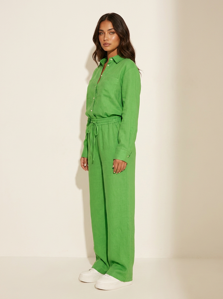 Linnenlook tweedelige set met wijde broek - Mila