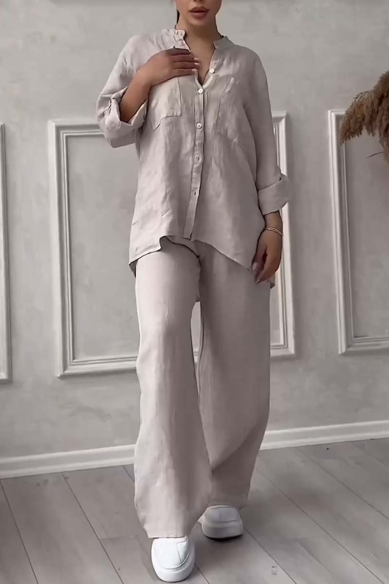 Linnenlook tweedelige set met wijde broek - Mila