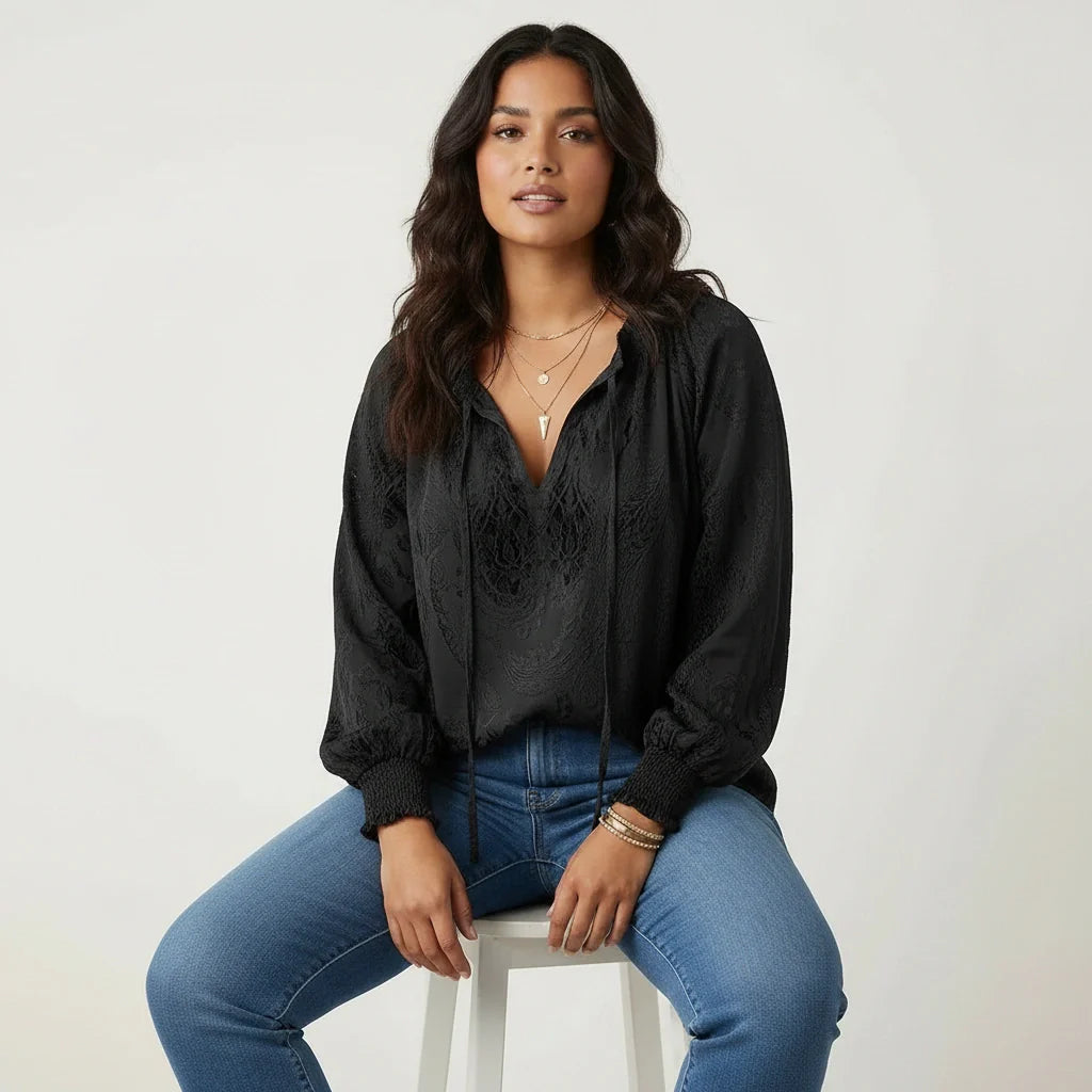 Luchtige kanten blouse met bohemian uitstraling - Kelly