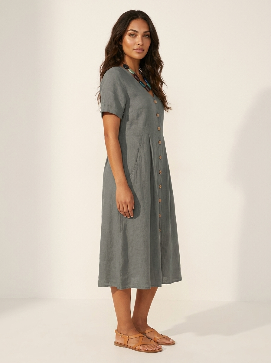 Luchtige midi jurk met knoopsluiting - Sophie