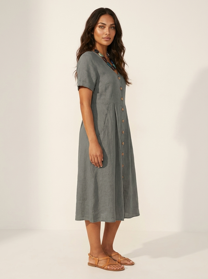 Luchtige midi jurk met knoopsluiting - Sophie