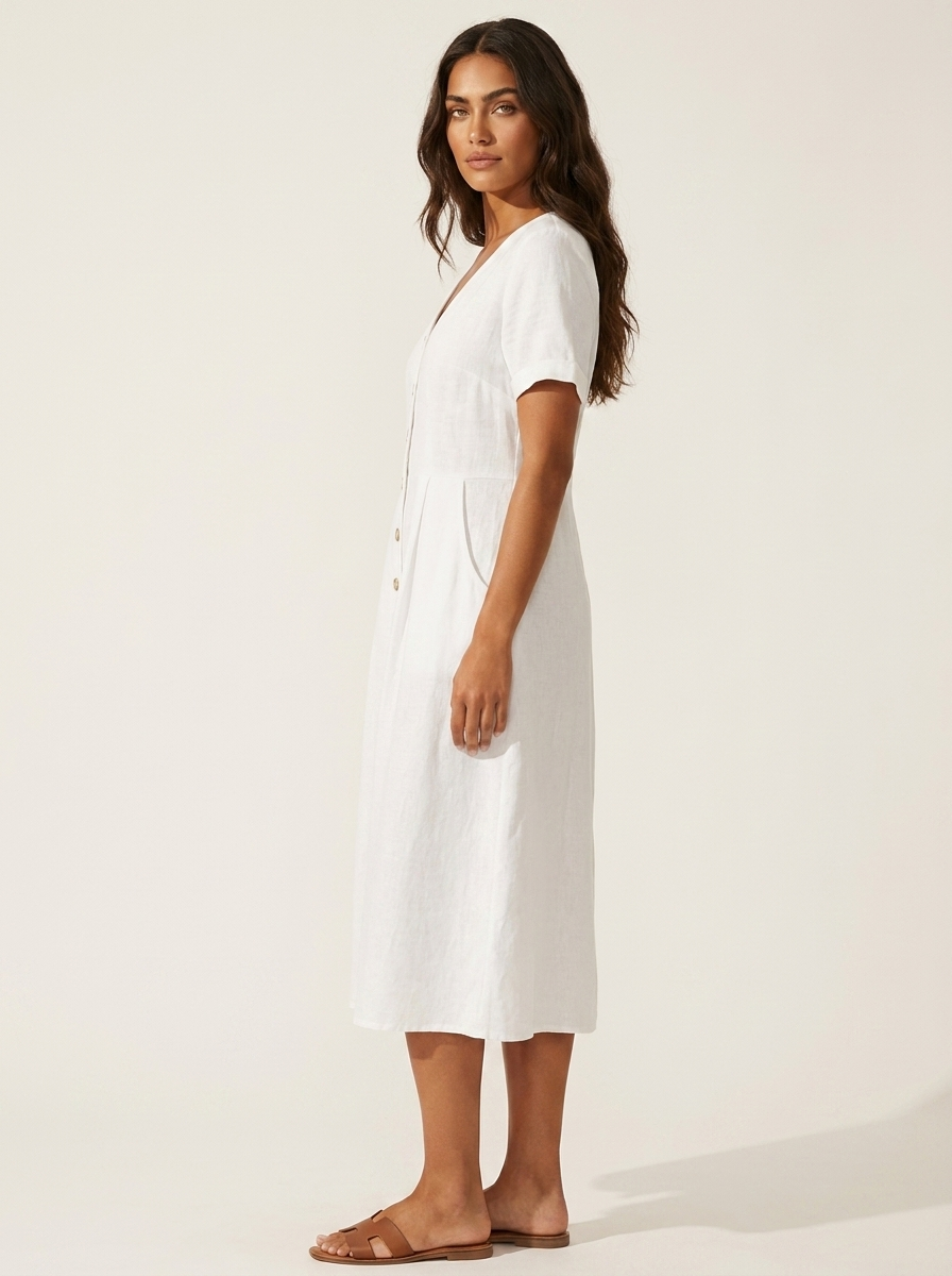 Luchtige midi jurk met knoopsluiting - Sophie