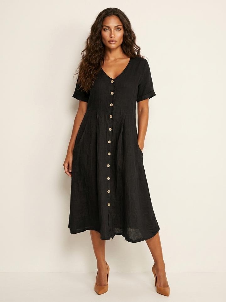 Luchtige midi jurk met knoopsluiting - Sophie