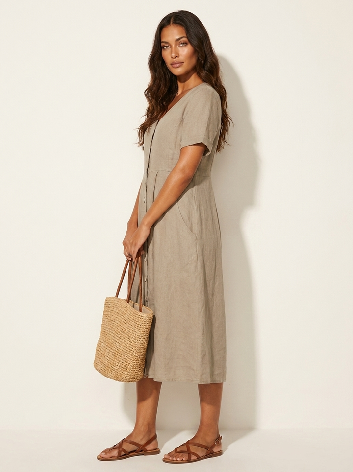 Luchtige midi jurk met knoopsluiting - Sophie