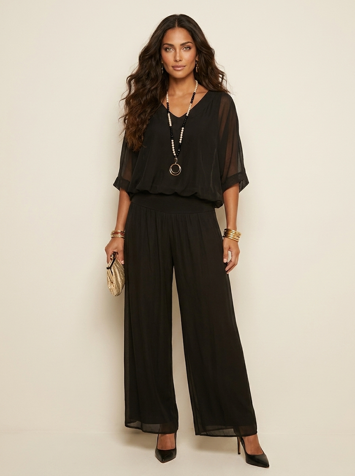 Luchtige tweedelige set met wijde broek - Olivia