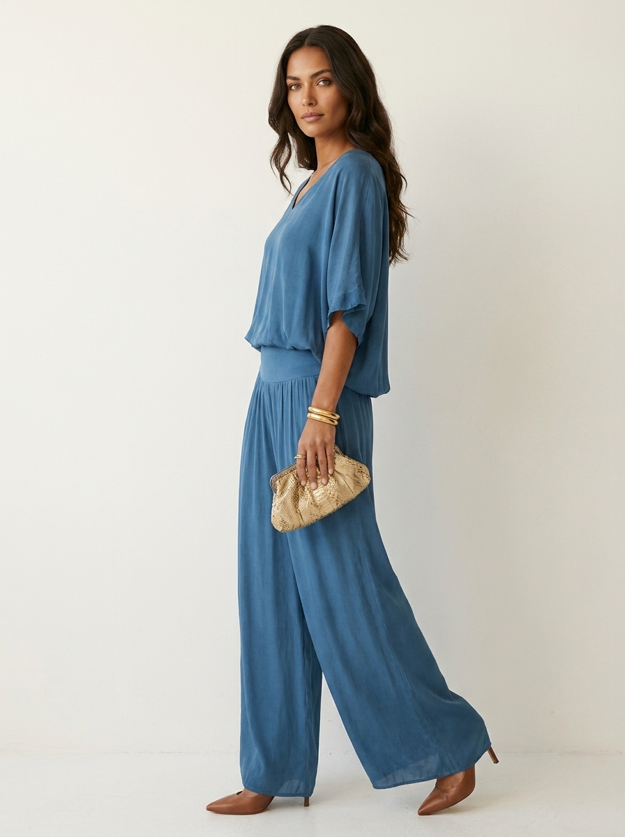 Luchtige tweedelige set met wijde broek - Olivia