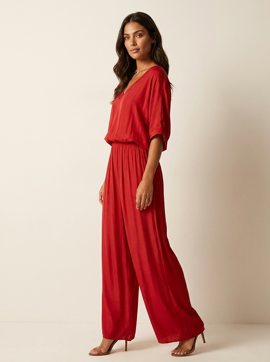 Luchtige tweedelige set met wijde broek - Olivia