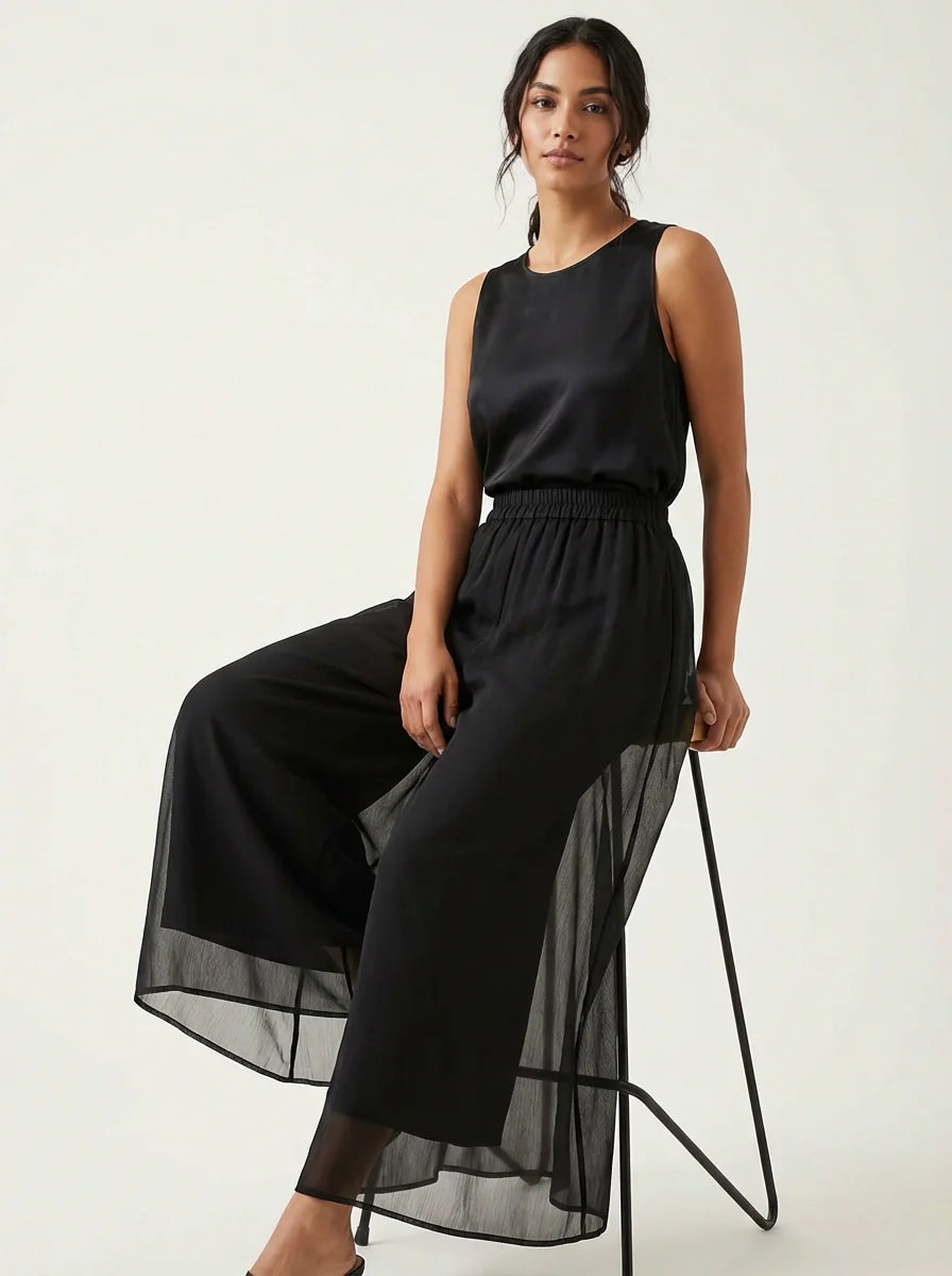 Luchtige chiffon wide leg dames broek – Delphine