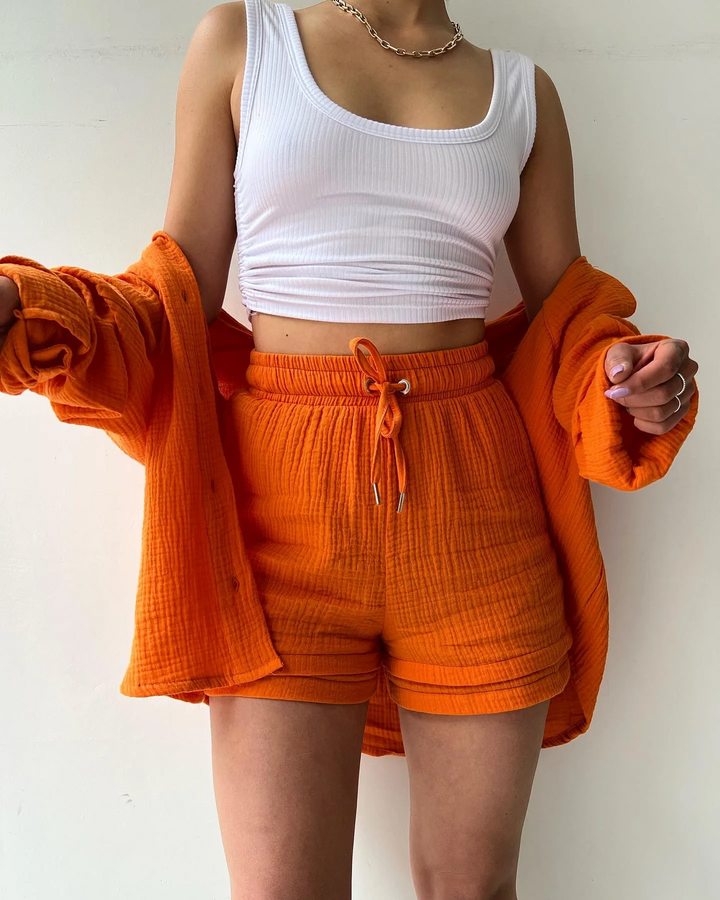 Luchtige dames lounge set met short – Capri