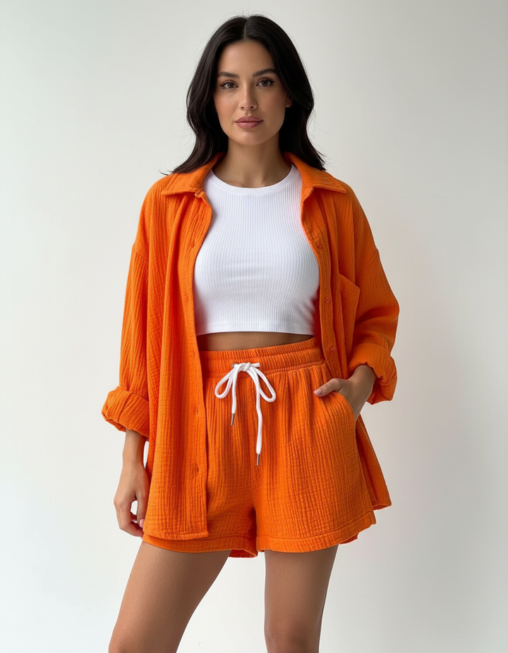 Luchtige dames lounge set met short – Capri
