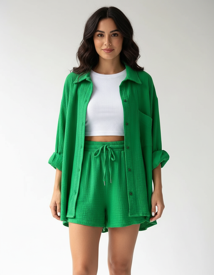 Luchtige dames lounge set met short – Capri